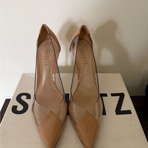SCHUTZ Nude Patent & Clear Pointed-Toe Pumps